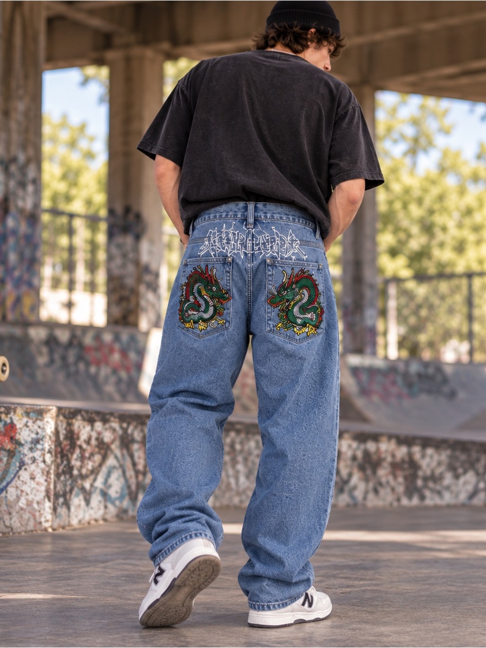 Ninth Hall Ambush Dragon Embroidered Baggy Jeans Men’s 34 Y2K Grunge Streetwear